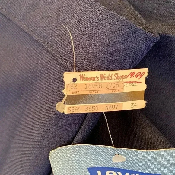 New Vintage-1981 Pants, Levi Strauss & Co., NWT Navy Blue Stretch size 34 - Picture 6 of 10